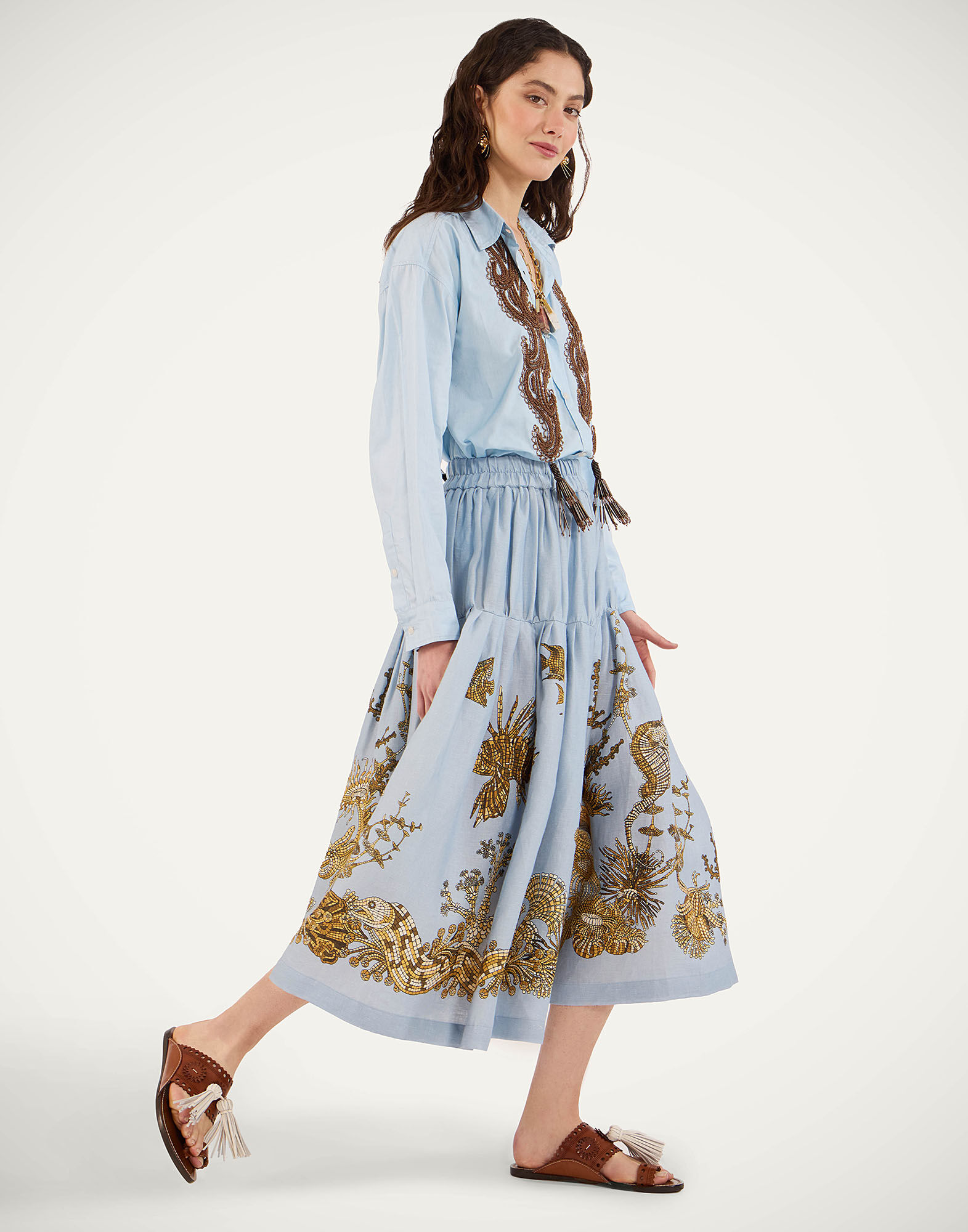 La DoubleJ Gala Skirt Oceania Plac&eacute;e Light Blue SKI0207LIN014OCE01BU01
