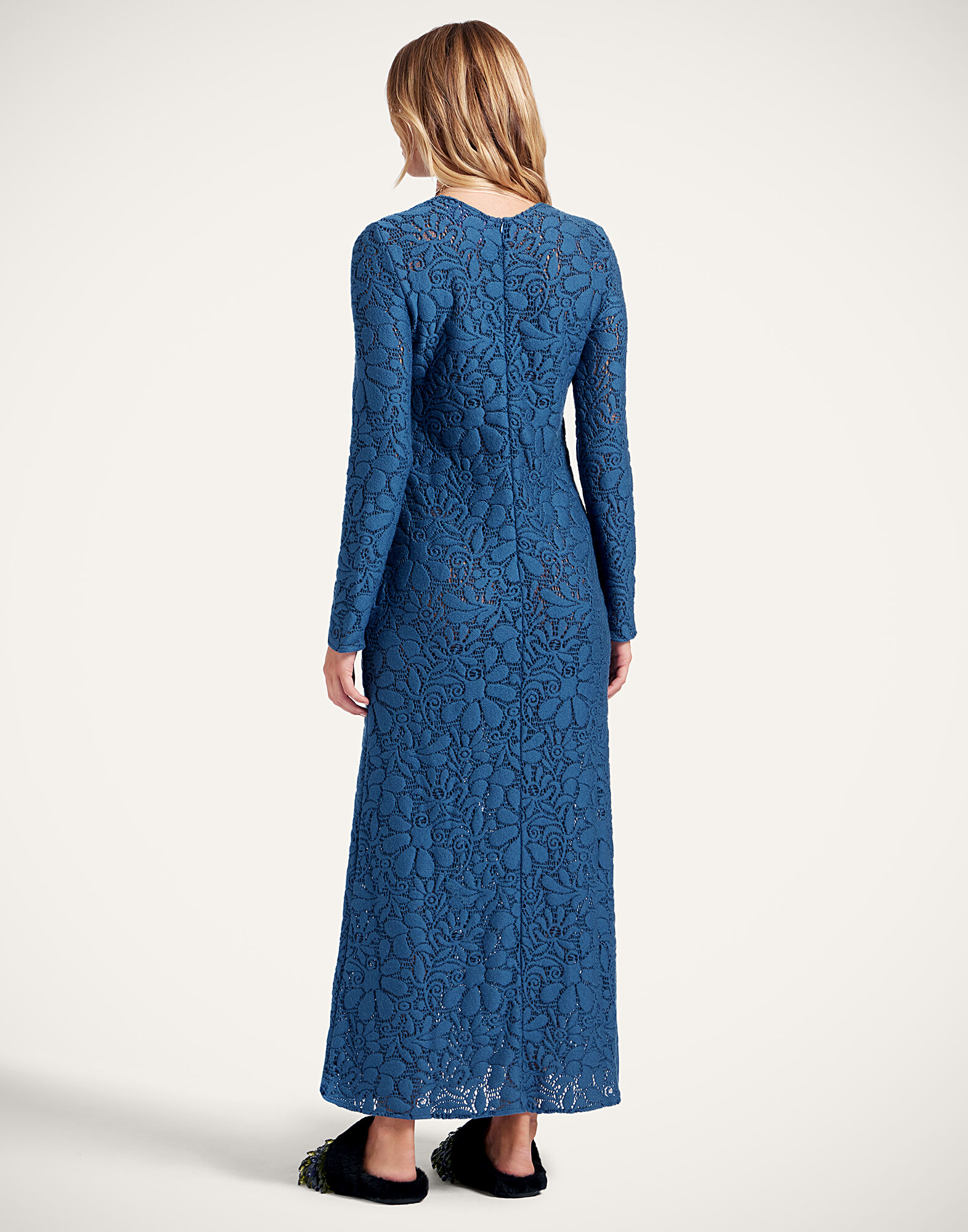 La DoubleJ Lacey Long Sleeve Swing Dress Solid Blue DRE0184LAC003SOLIDBU03