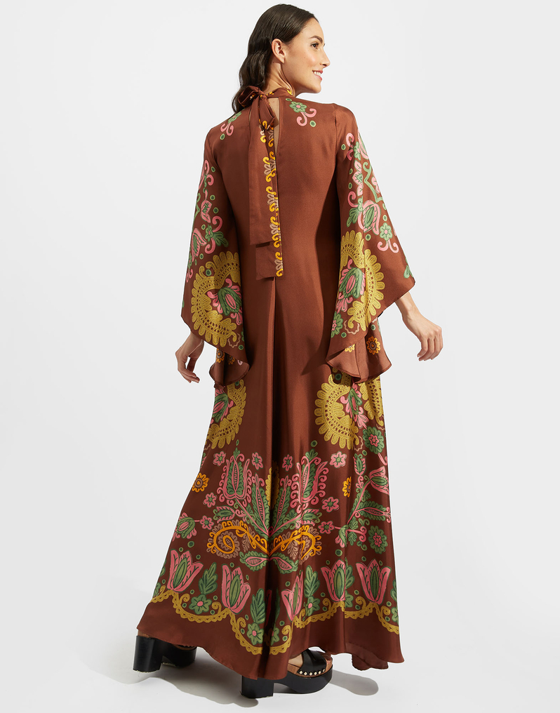 La DoubleJ Magnifico Dress La DoubleJ Magnifico Dress Folky Hearts Chocolate Placée DRE0232SIL006FLH0007