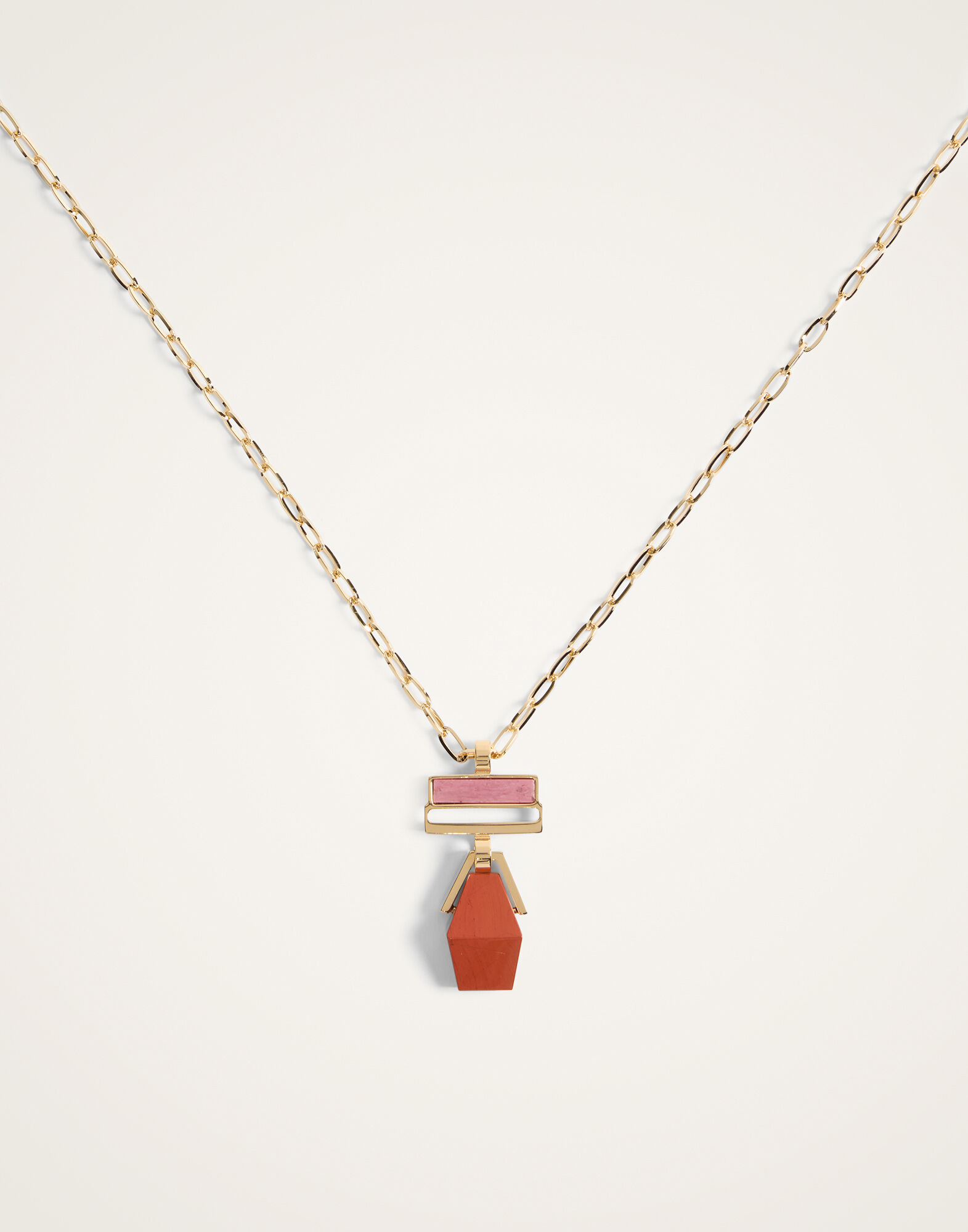 La DoubleJ Mini Bridge Portal Necklace 24K Gold Plate & Red Jasper NEC0050BRA003JSP02YE05