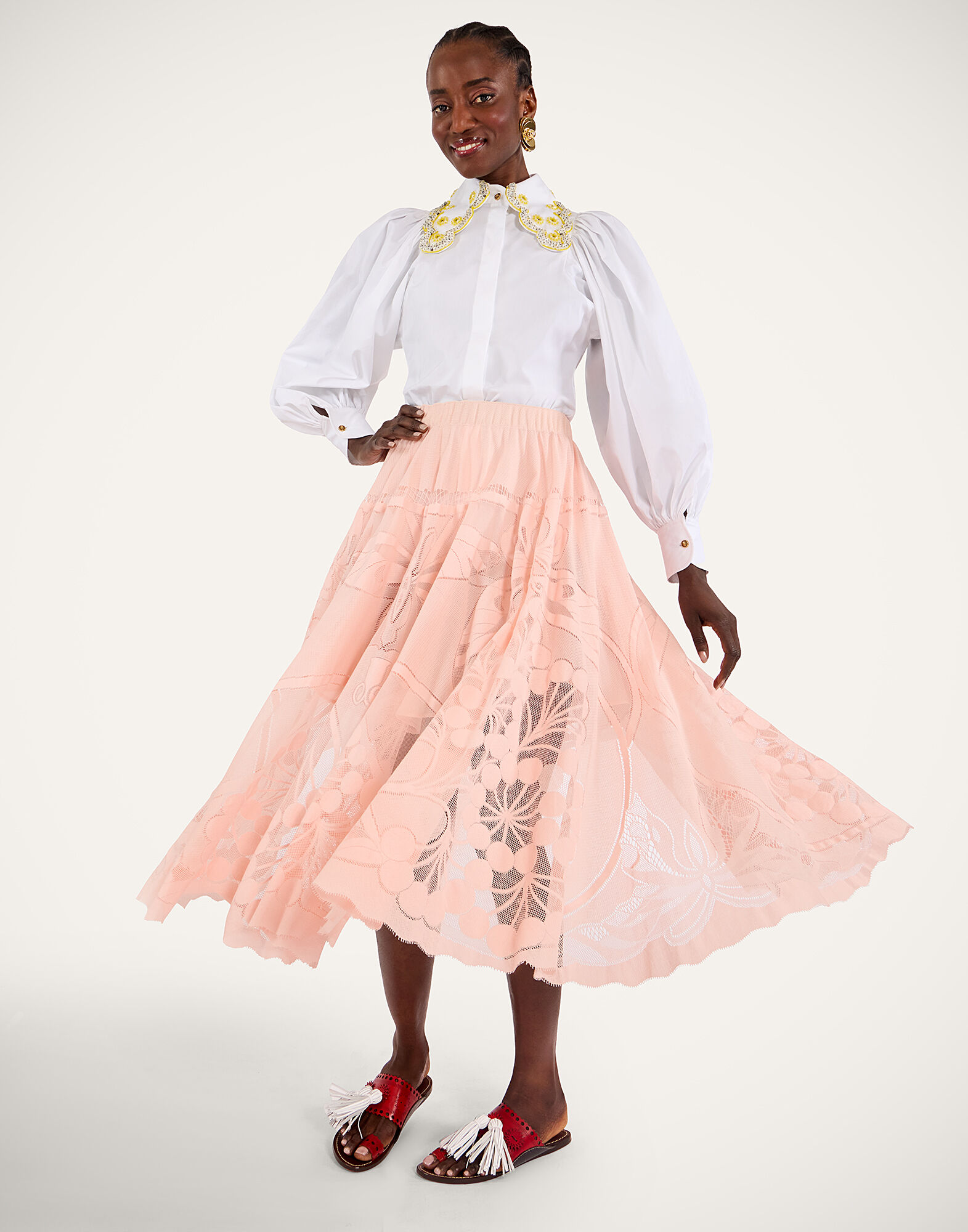 La DoubleJ Duchess Skirt Solid Pale Pink SKI0146LAC010SOLIDPI02