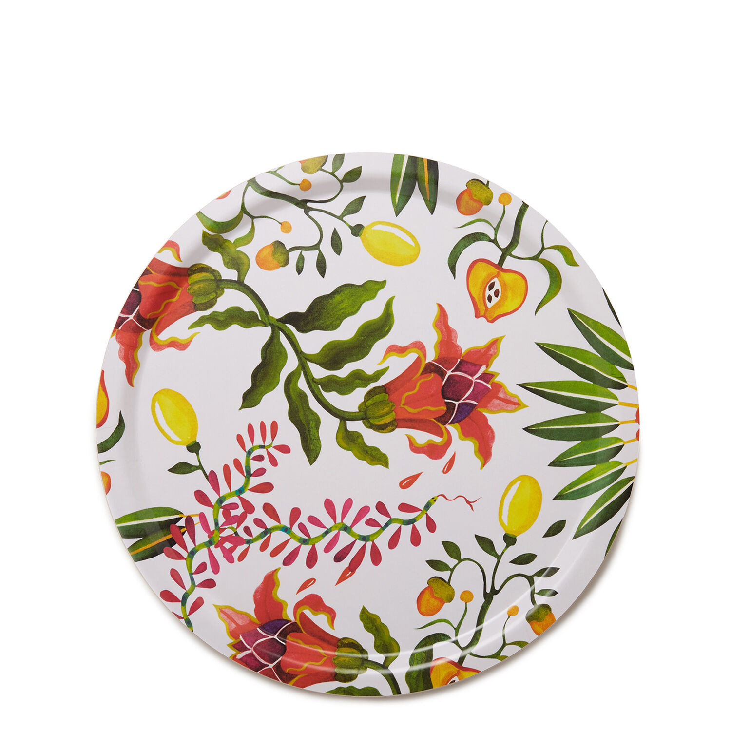 La Doublej Round Printed Tray In Eden