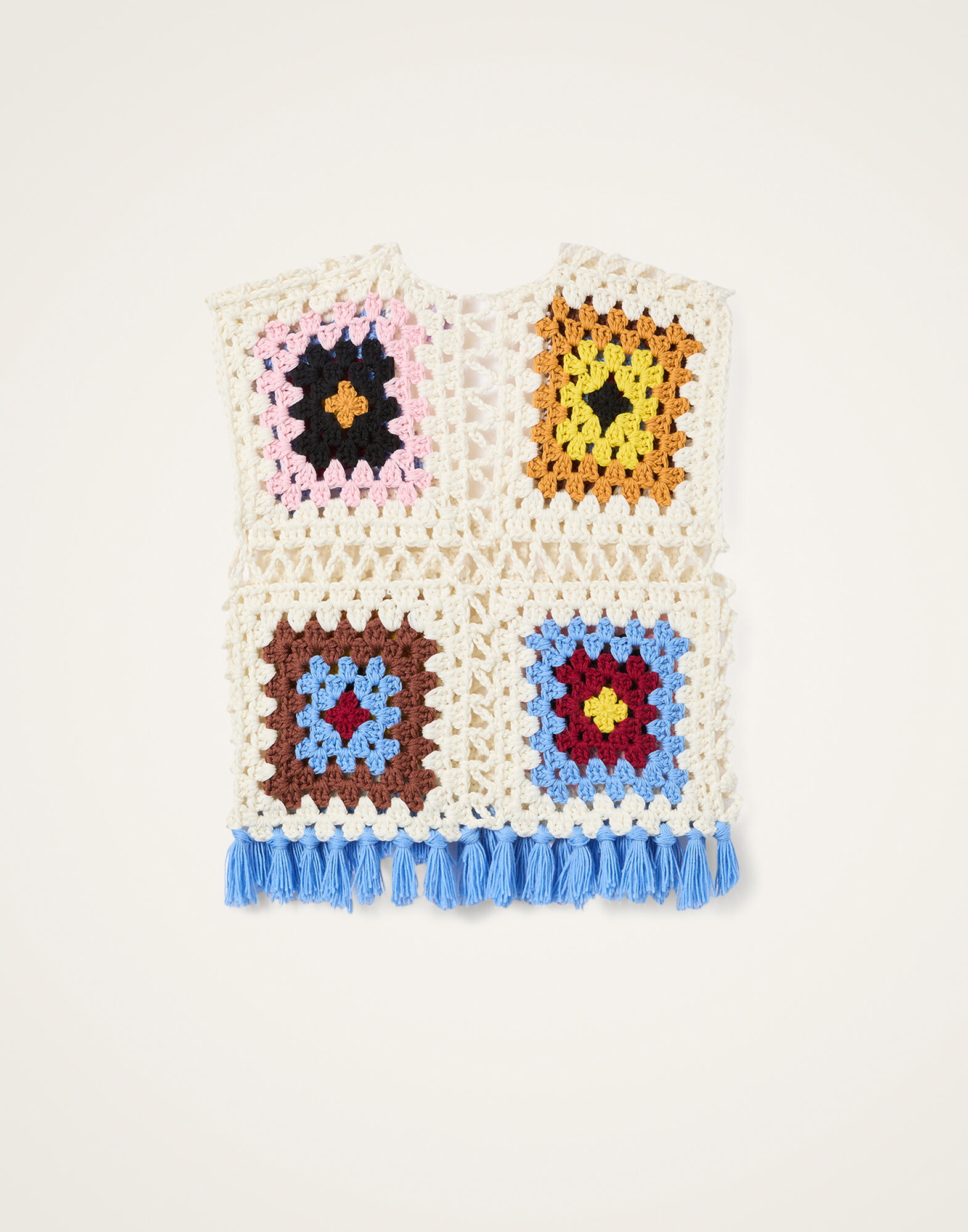 La DoubleJ Sole Star Crochet Top Flower Tile Ivory PUL0306KNI145FLW01WH04