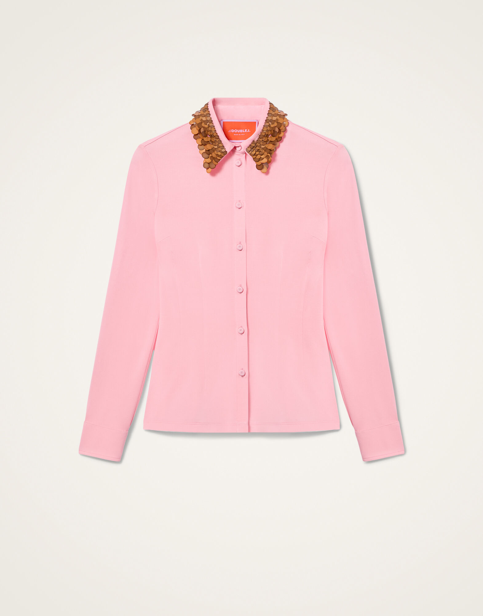 La DoubleJ Fitted Shirt Solid Pink SHI0157JER074SOLIDPI01