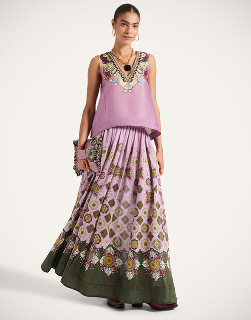 La DoubleJ Palme D'Or Skirt Nucleus Placée Dusty Pink SKI0172LIN010NUC06PI10