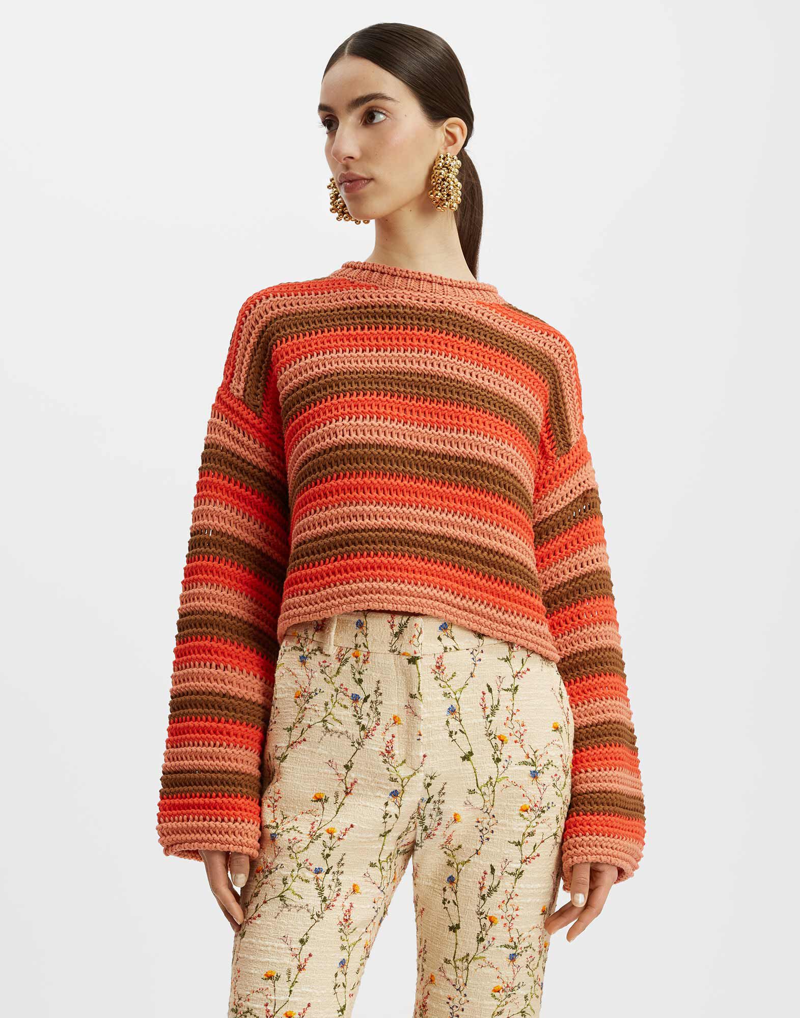 Crop Sweater in Multicolor Red for Women | La DoubleJ