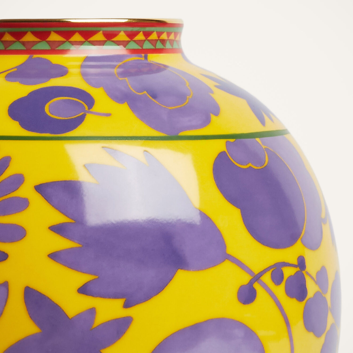 La Doublej Wildbird Medium Porcelain Vase In Wildbird Yellow & Purple
