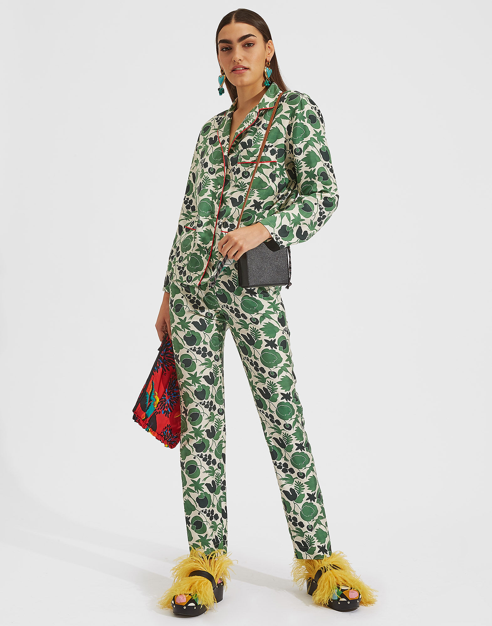 Wildbird print pyjama shirt