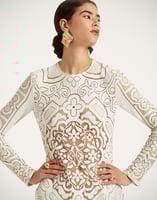 La DoubleJ Lacey Long Sleeve Swing Dress La DoubleJ Lacey Long Sleeve Swing Dress Solid White Smoke DRE0418EMB006WHI0006