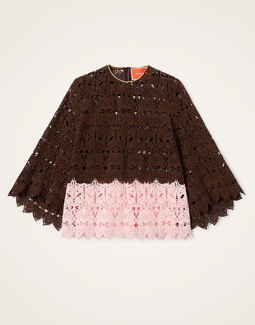 La DoubleJ Lacey Make An Exit Top Color Block Chocolate & Pink TOP0216LAC014BIC01BR07