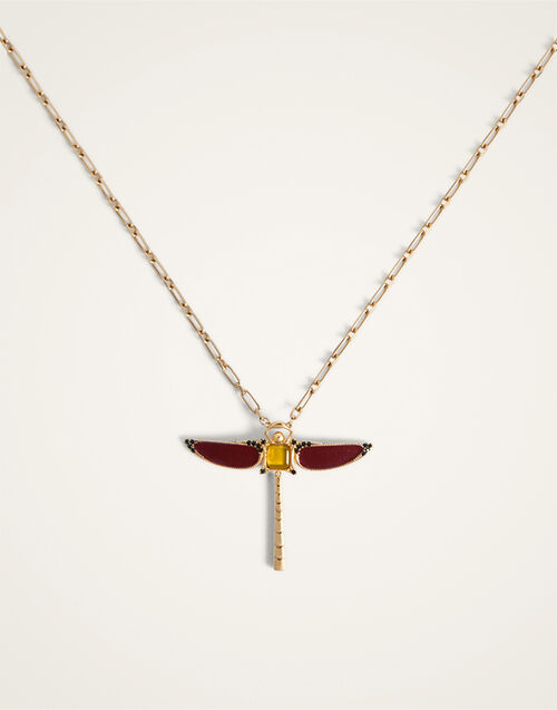 La DoubleJ Dragonfly Necklace Enameled 24K Gold Plate And Yellow Agate NEC0065BRA008AGA03RE07