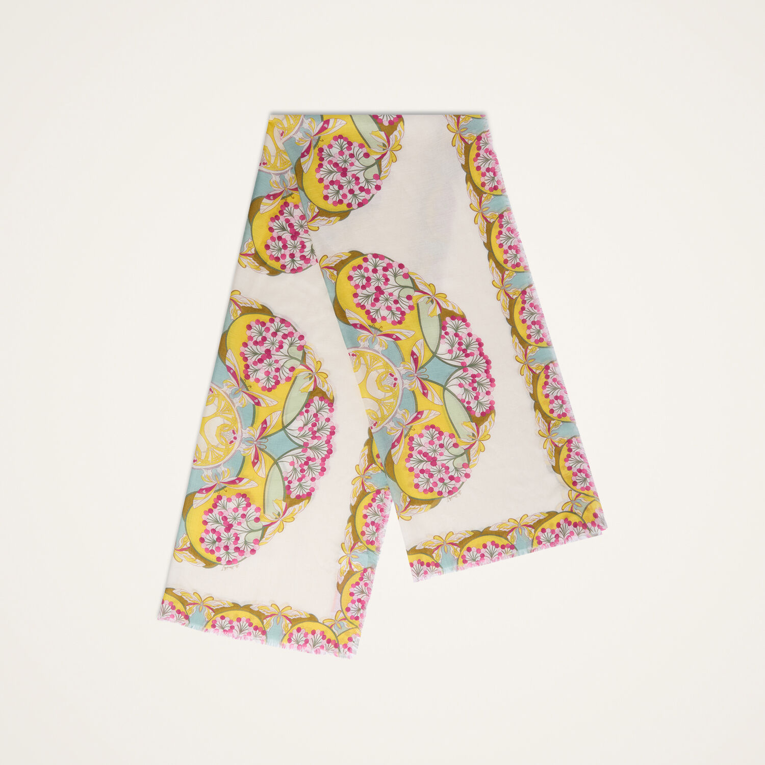  La Doublej Foulards & Scarves Gend - Scarf (70x180) Florette Placée Fuchsia One Size 85% Modal 15% Silk 