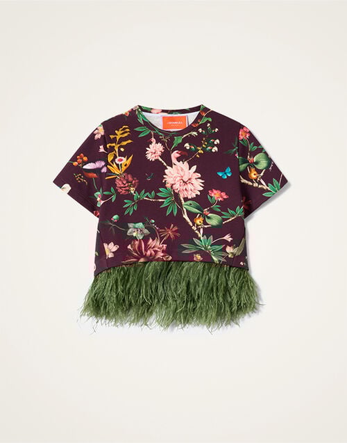 La DoubleJ La Scala Tee La DoubleJ La Scala Tee Zooflora Burgundy TSH0026JER039ZOF02RE02