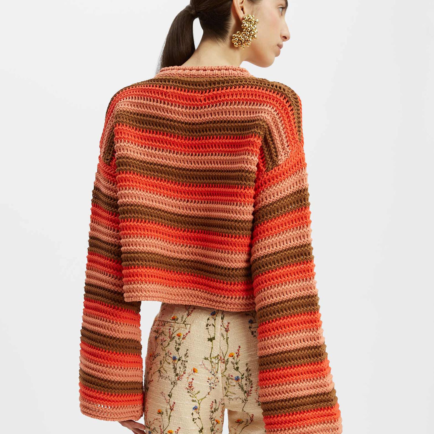 Shop La Doublej Crop Sweater In Multicolor Red