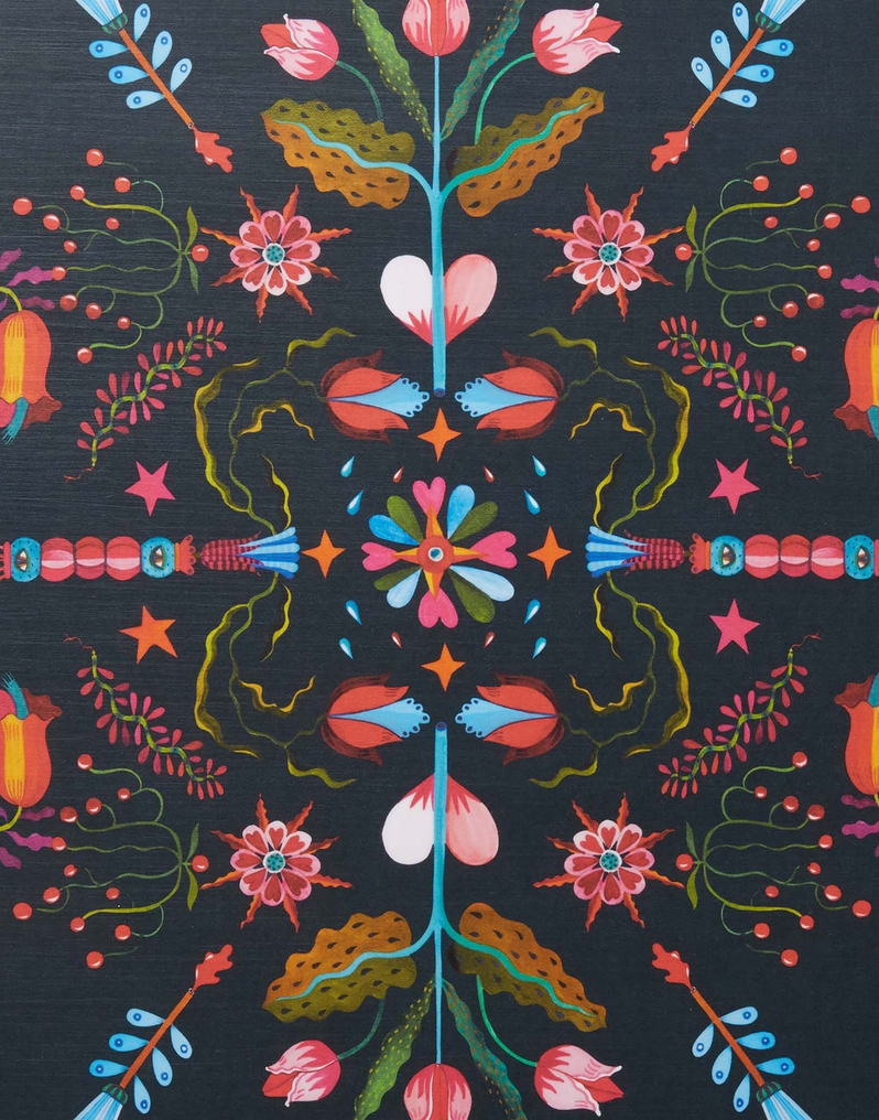 La DoubleJ Round Printed Tray La DoubleJ Round Printed Tray Turning Tulips TRA0002WOD001HLE0010