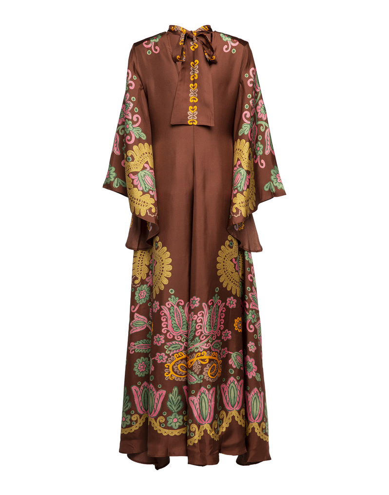 La DoubleJ Magnifico Dress La DoubleJ Magnifico Dress Folky Hearts Chocolate Placée DRE0232SIL006FLH0007
