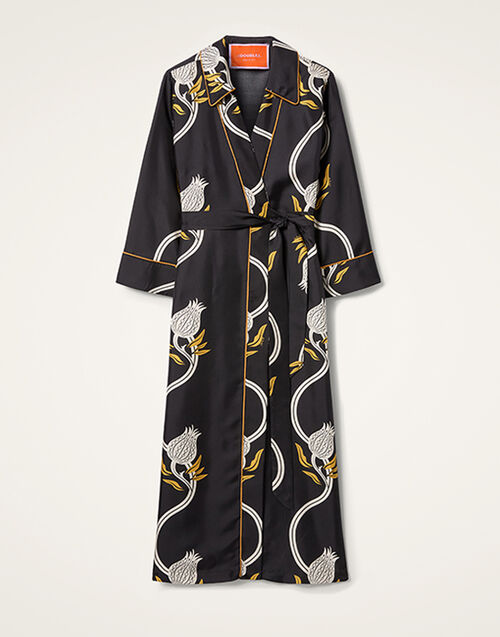 La DoubleJ Midnight Dress Melograno Black & White DRE0819SIL001MEL01BL03