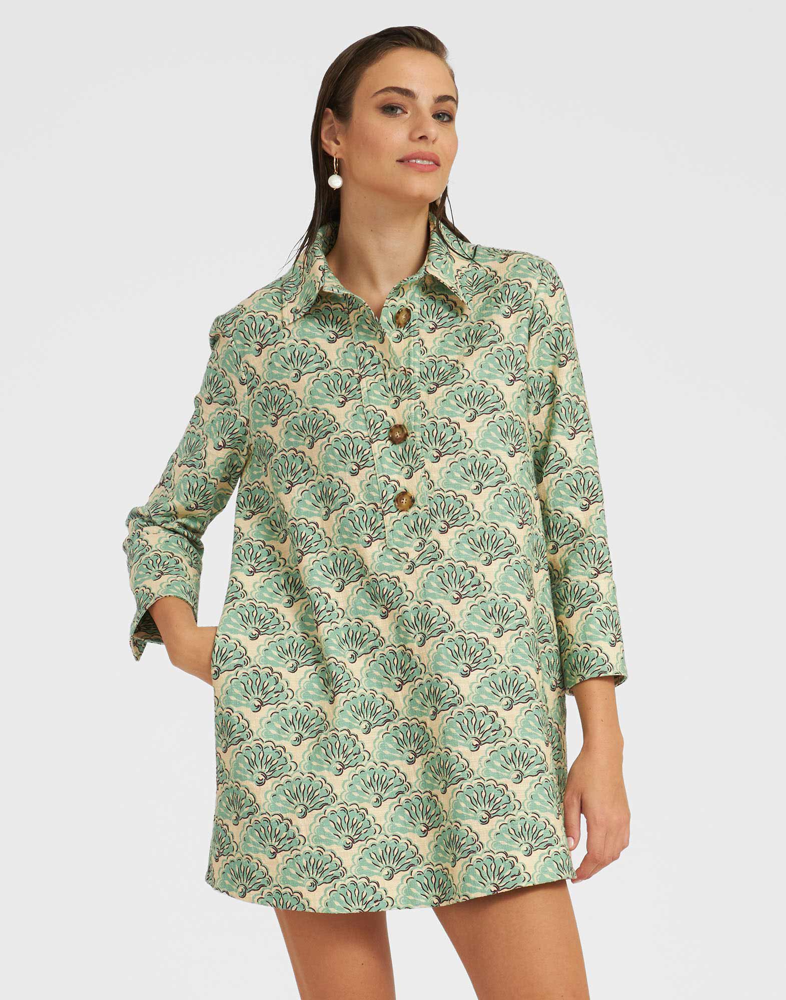 La DoubleJ Short Artemis Dress Fans Mint DRE0180COT005FAN01GR11