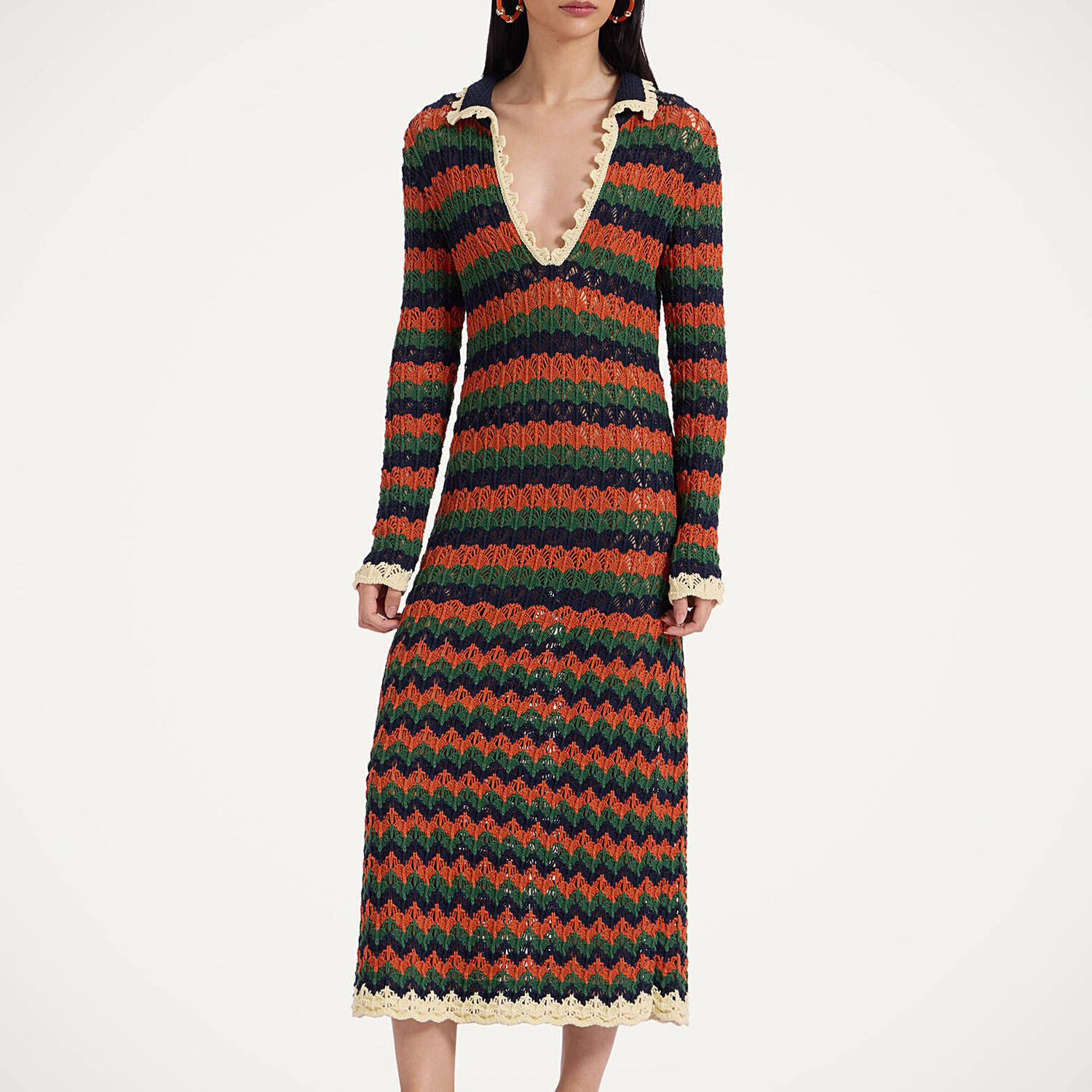 Shop La Doublej Perry Knit Dress In Multicolor Rust & Military