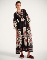 La DoubleJ Viviana Dress La DoubleJ Viviana Dress Medallion Placée Black DRE0716COT056MED01BL01