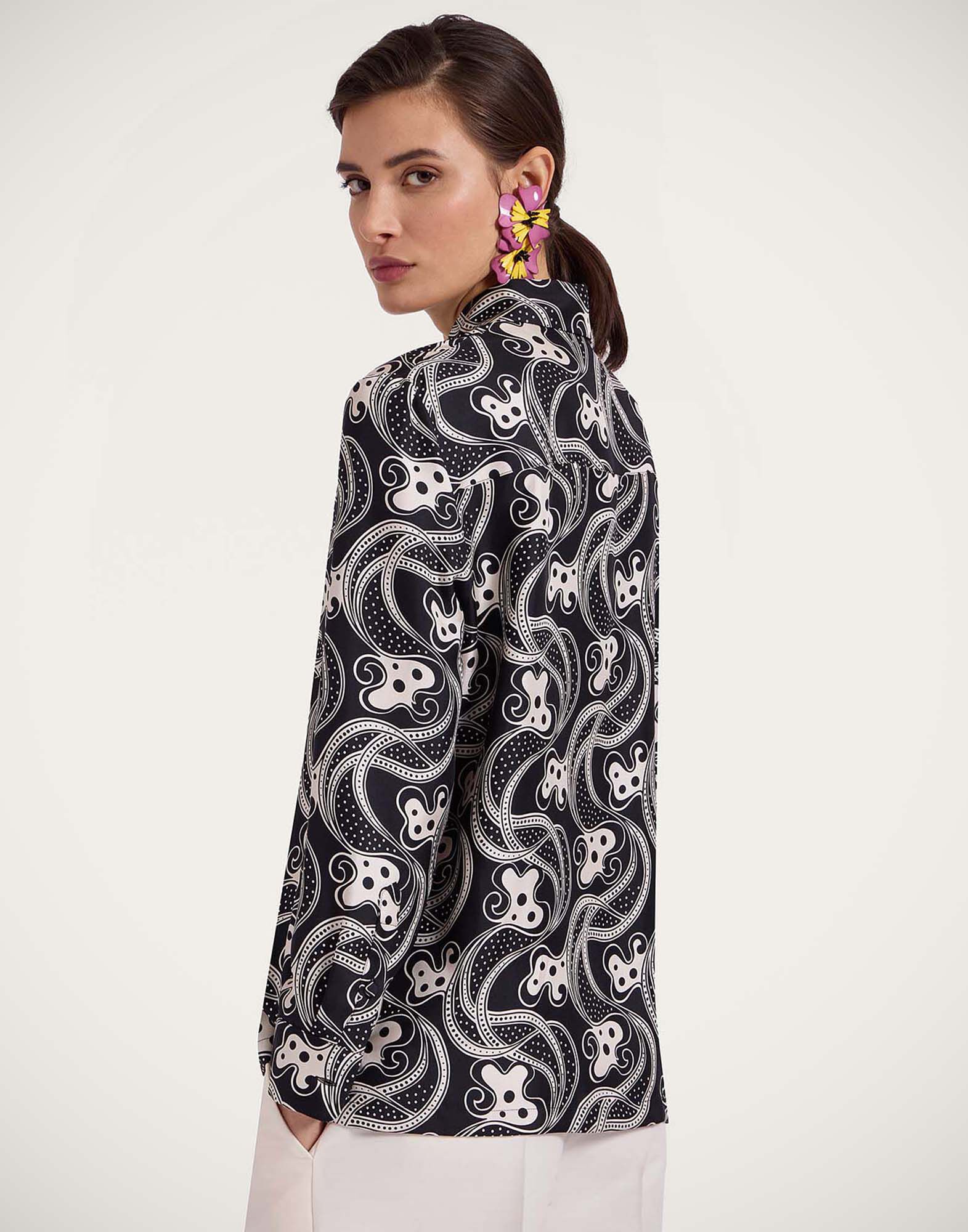 La DoubleJ Boy Shirt Aperol Black & White SHI0001SIL001APE01BL03