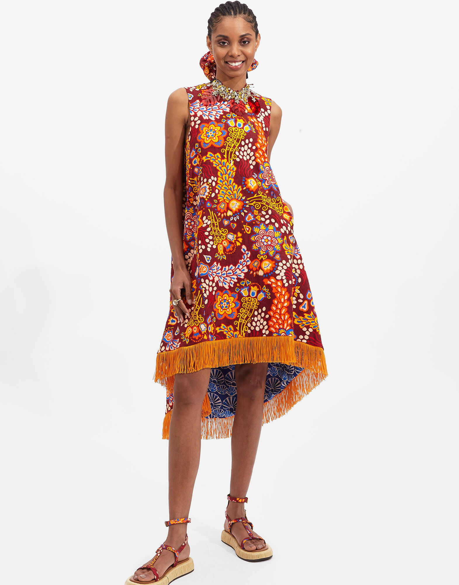 La DoubleJ La Scala High Dress (With Fringes) Taranta DRE0366COT005TAR0001