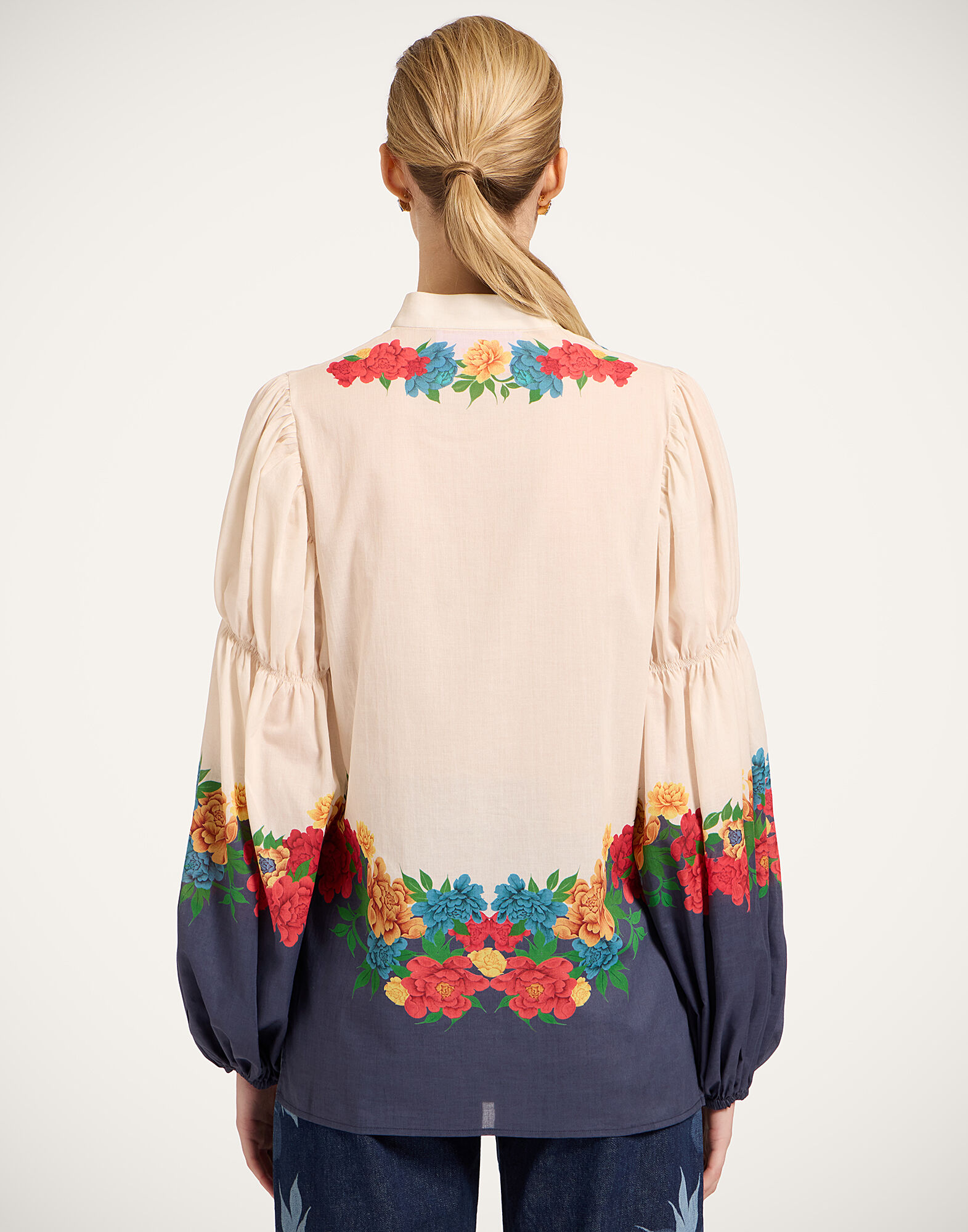 La DoubleJ Pina Shirt Princess Peony Plac&eacute;e Ivory SHI0166COT093PPE02WH04