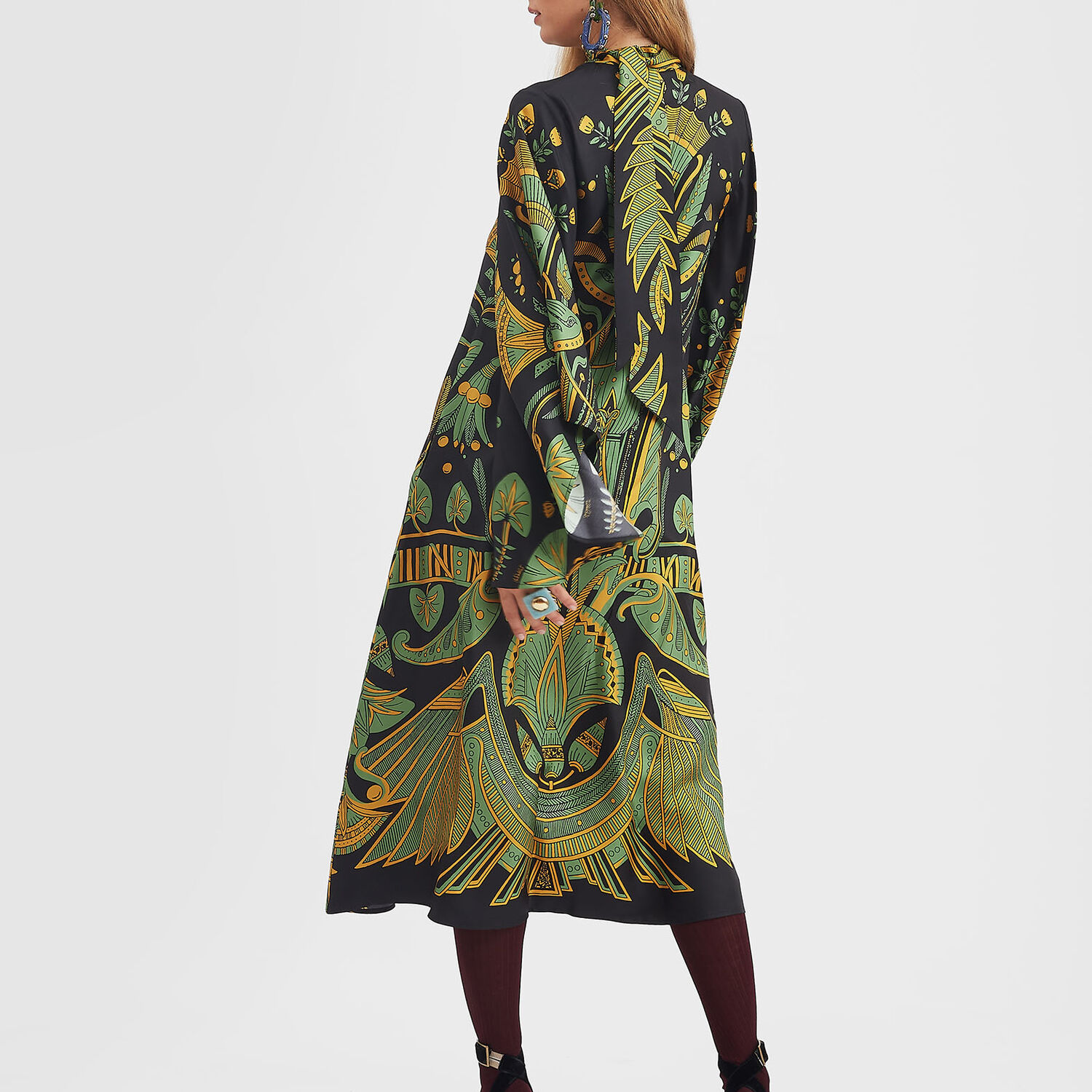 La Doublej Magnifico Printed Open-back Dress In The Nile Placée Black