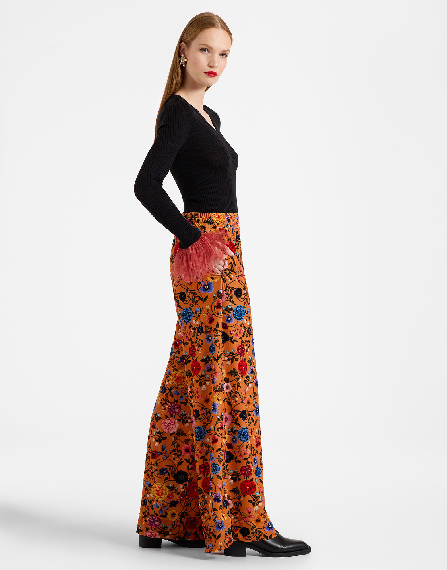 La DoubleJ Palazzo Pants Botticelli Rust TRO0003VEL006CEL01OR04