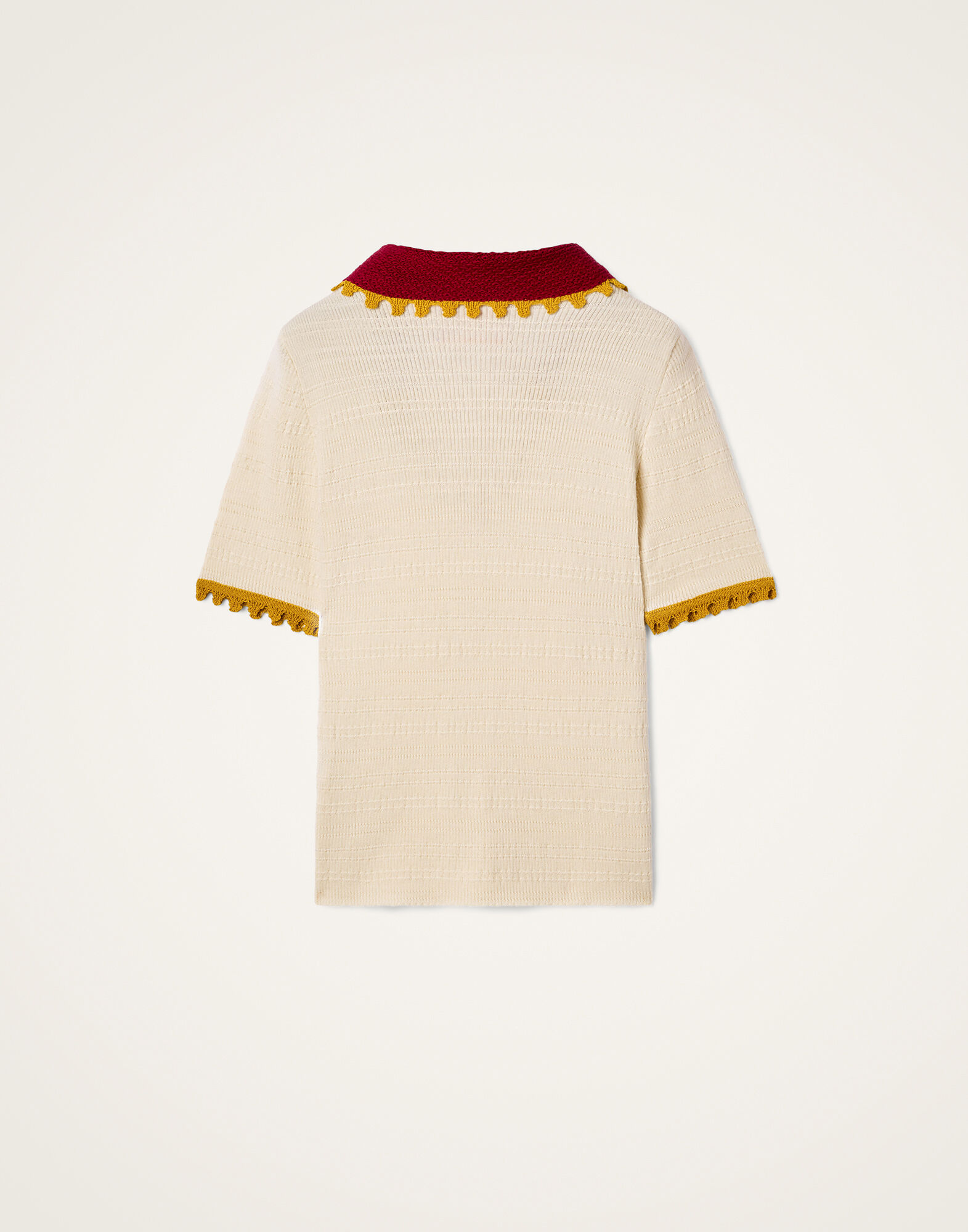 La DoubleJ Picket Polo Top Solid White PUL0273KNI154SOLIDWH01