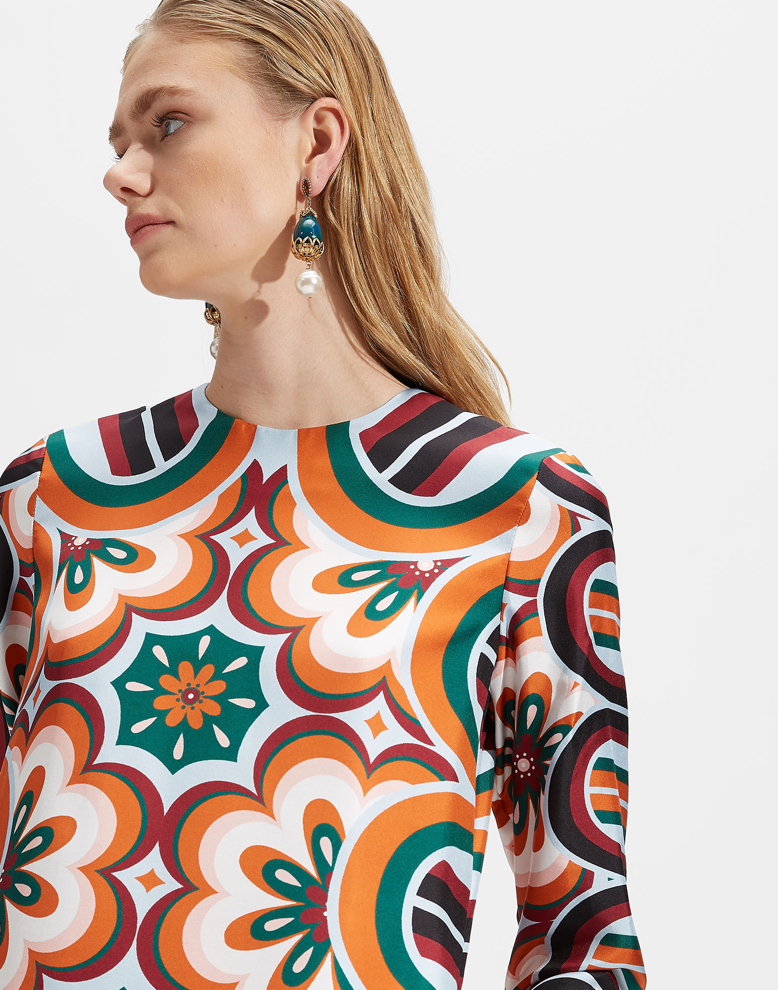 LaDoubleJ Long Sleeve Swing Dress Ciccio Arancio DRE0231SIL006CIC0002