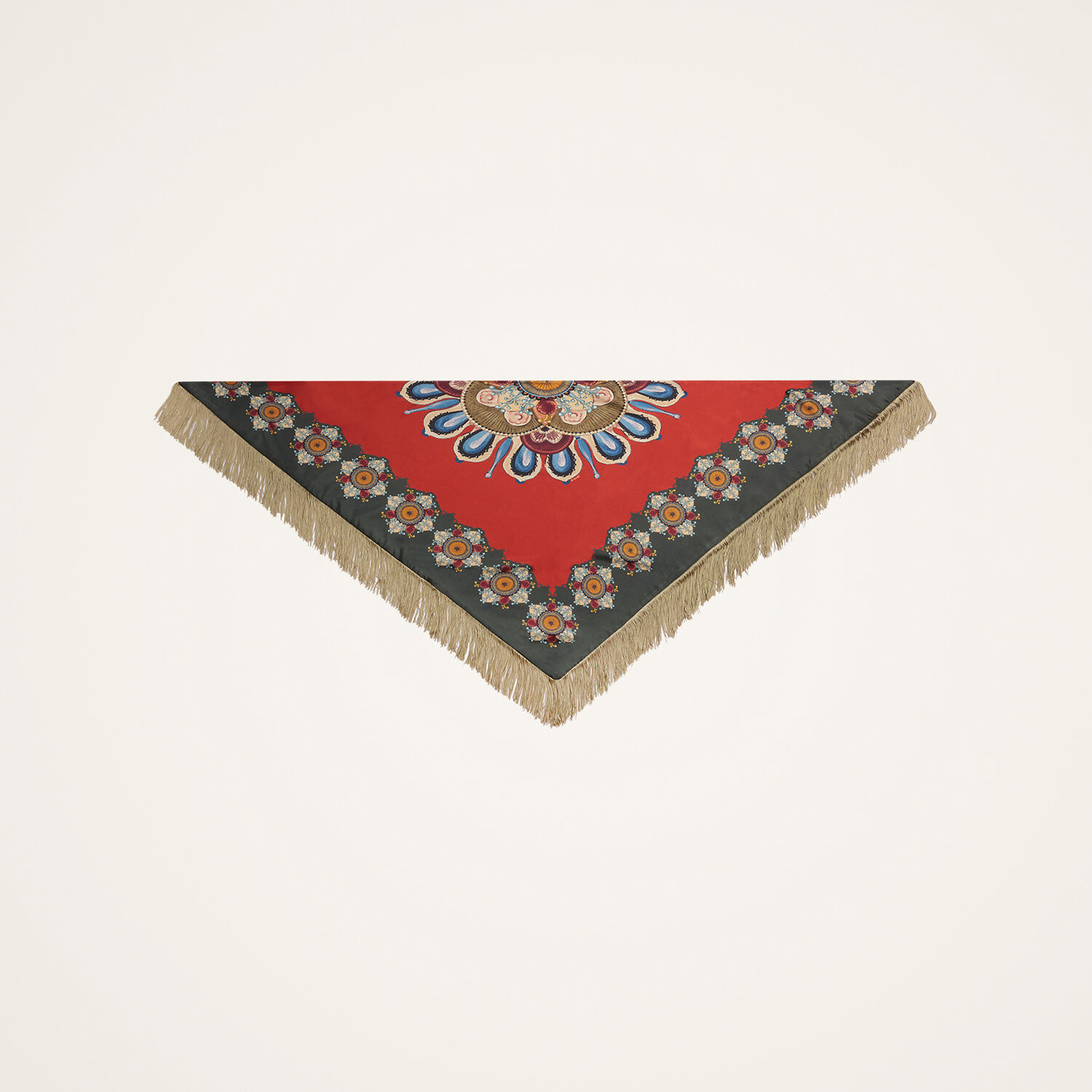 La Doublej Fringe Triangle Scarf In Brown