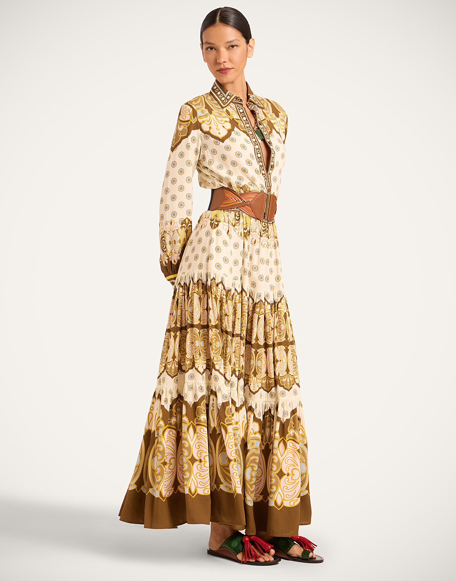 La DoubleJ Bellini Dress Cocoon Plac&eacute;e Brown DRE1108VIS033COC02BR02