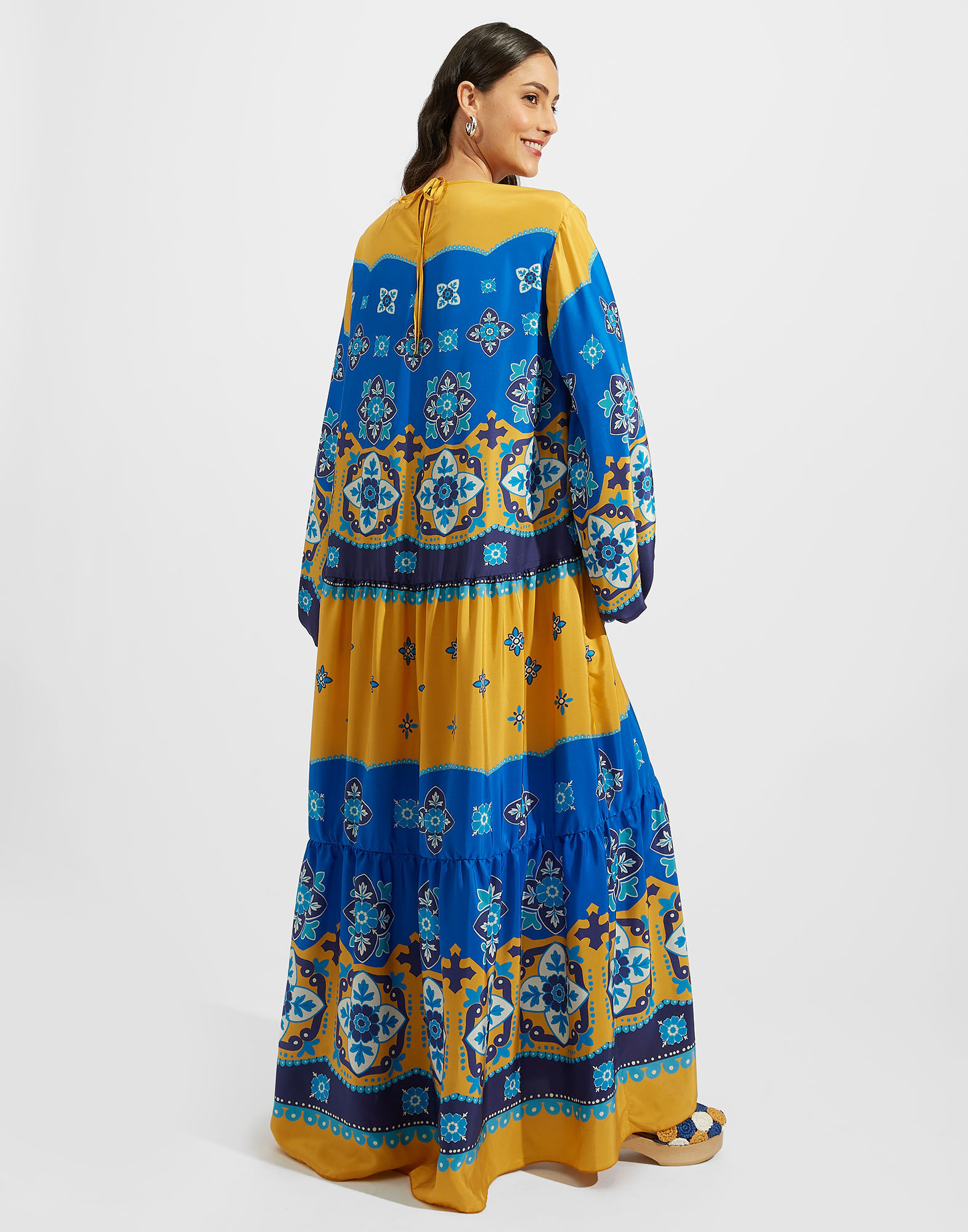 La DoubleJ Vesta Dress Tiles Degrade Plac&eacute;e Yellow DRE0302SIL009TIL03BU03