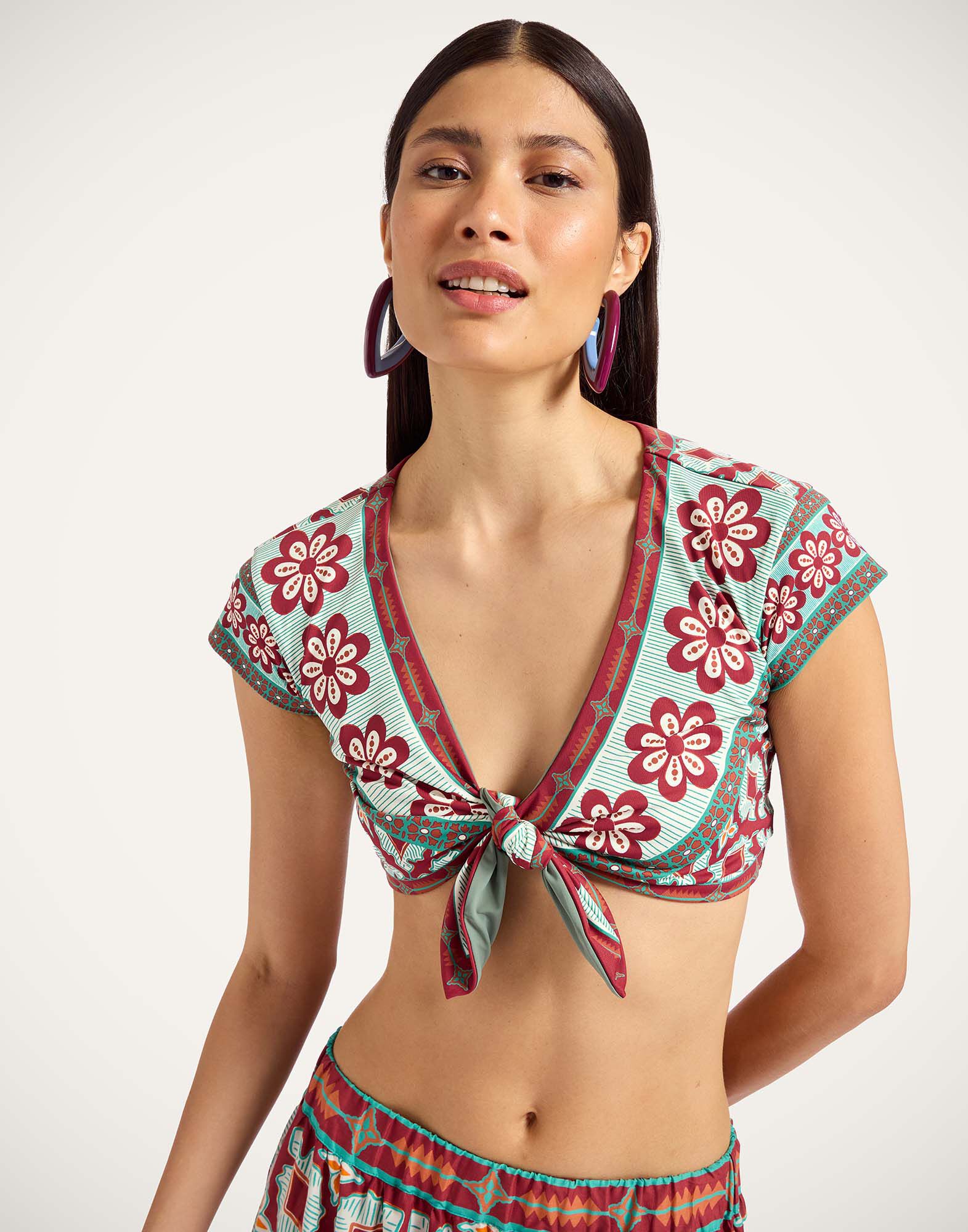 La DoubleJ Bardot Top Pagoda Plac&eacute;e Rust SWI0094LYC006PAG01OR04