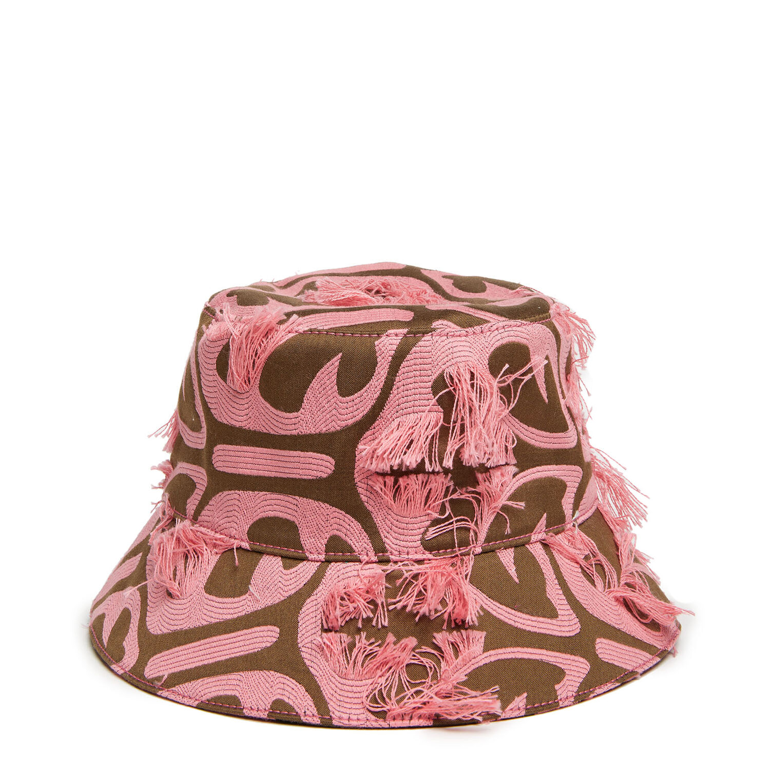 La Doublej Bucket Hat In Grove Kaki/pink
