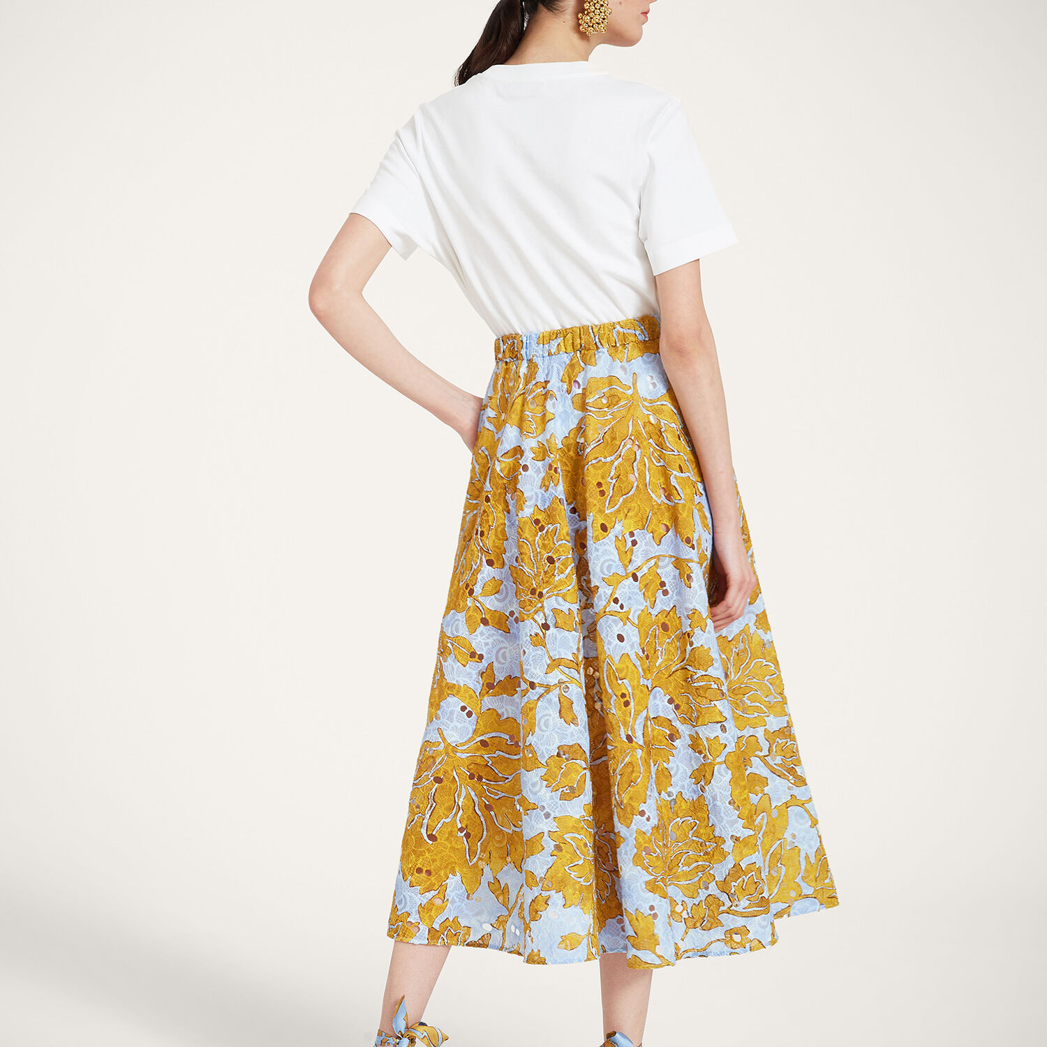 Shop La Doublej Drawstring Skirt In Tangle Light Blue