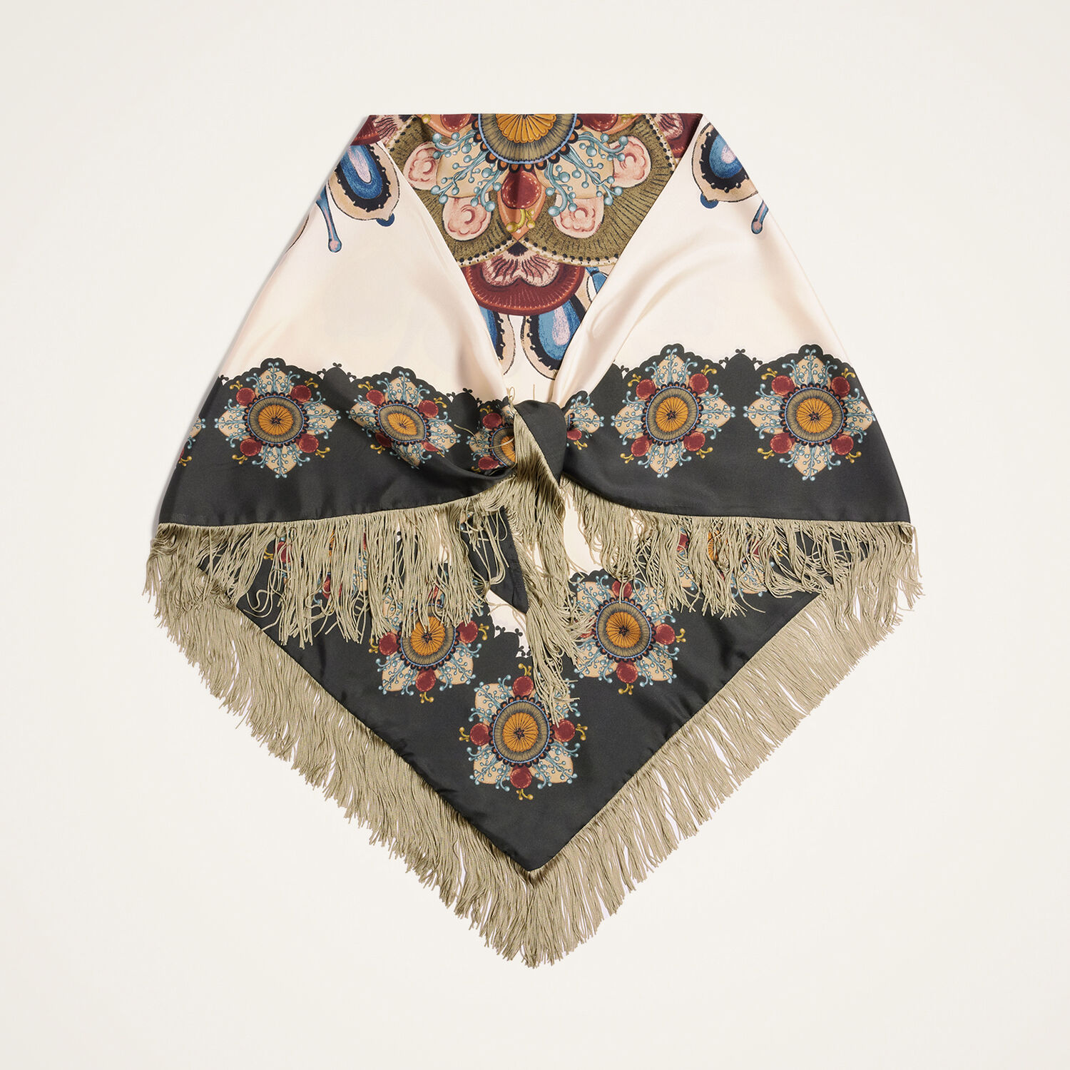 La Doublej Fringe Triangle Scarf In Multi
