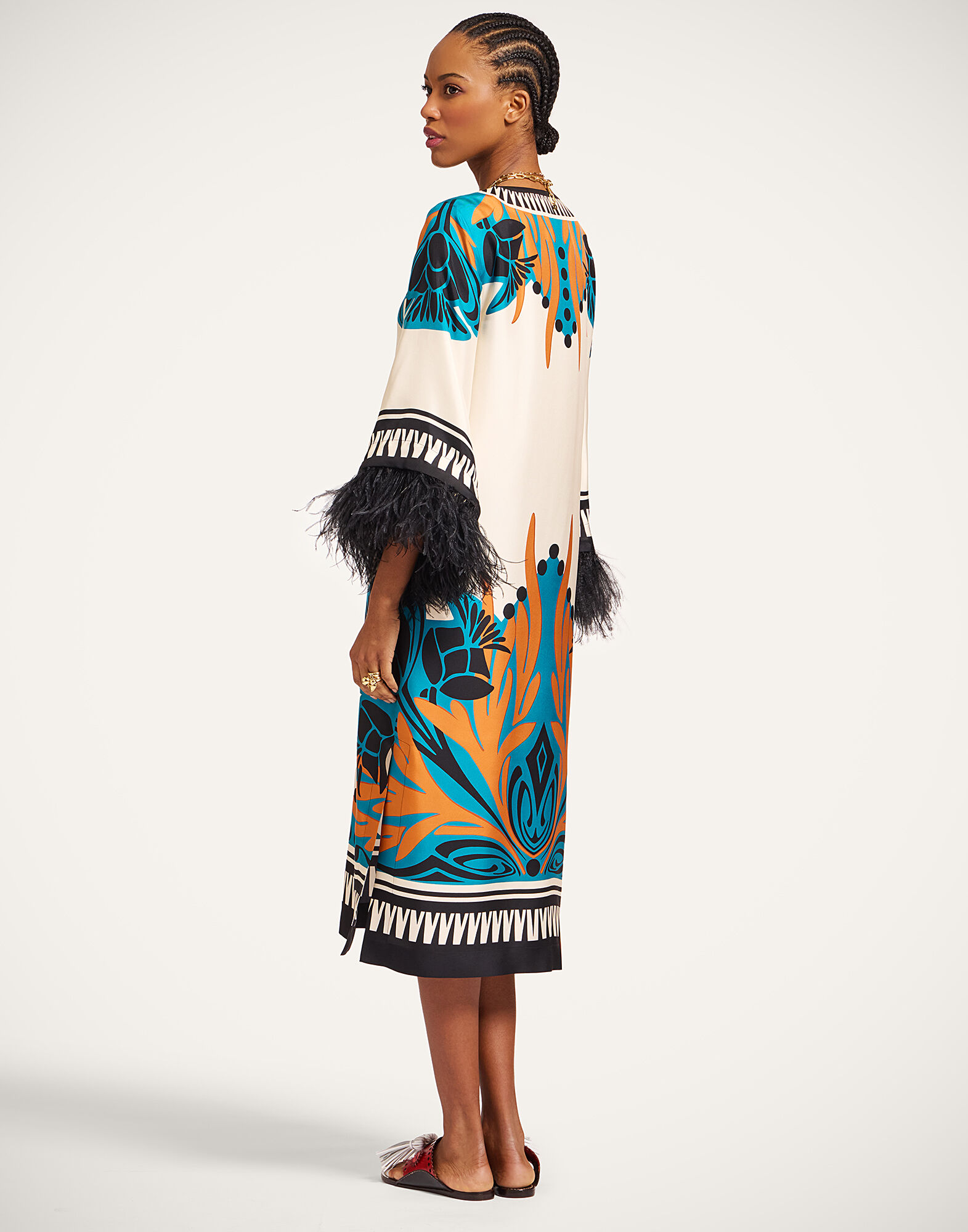 La DoubleJ The Kaftan Florence Plac&eacute;e Ivory DRE0871SIL006FLO02WH04