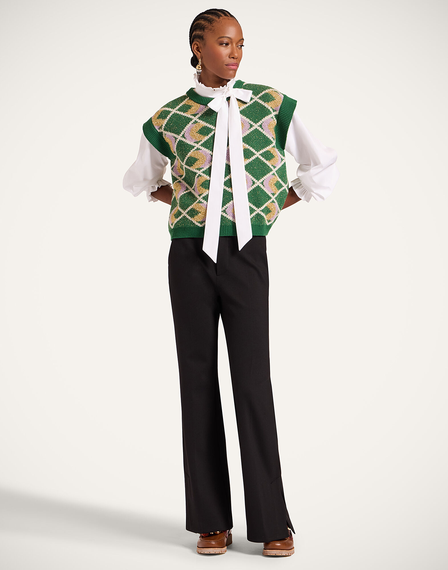 La DoubleJ Half-Light Gilet Multicolor Green PUL0223KNI132VA453GR02