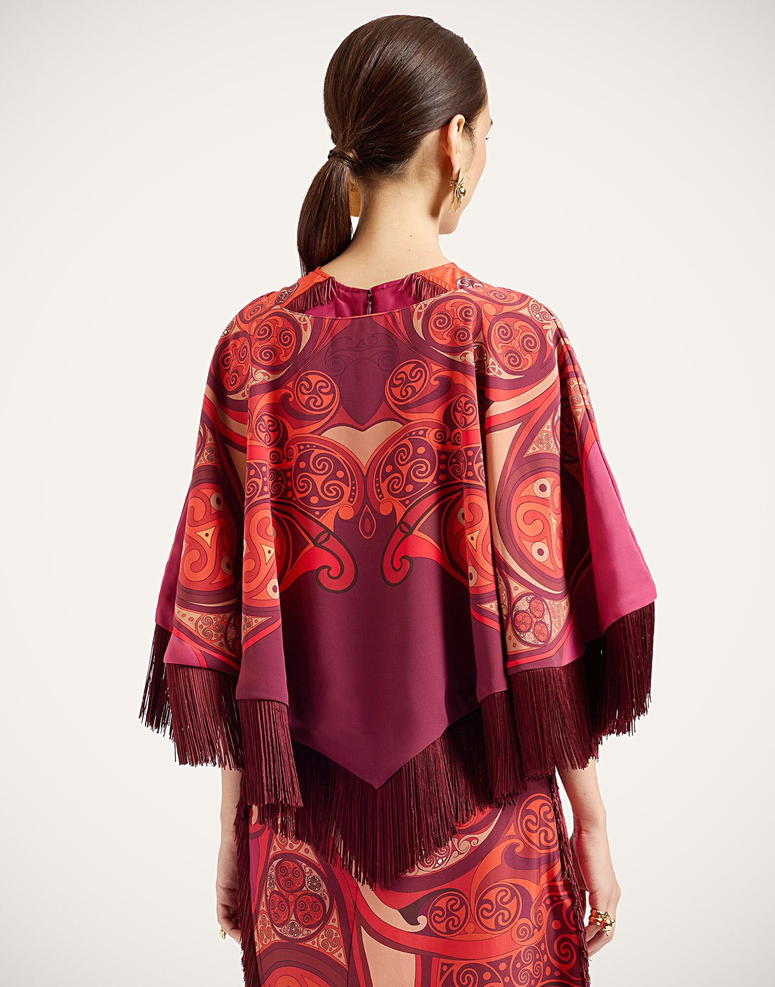 La DoubleJ Mini Poncho Alchemy Plac&eacute;e Dark Red SCA0077VIS036ALC03RE40