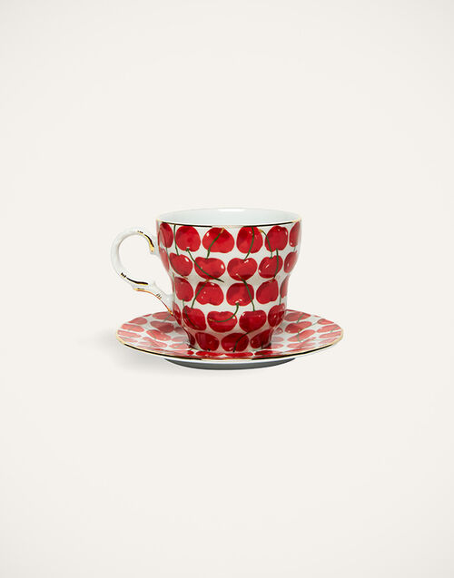 La DoubleJ Big Mama Cup And Saucer Cherries Avorio DIS0066CER001CHY0005
