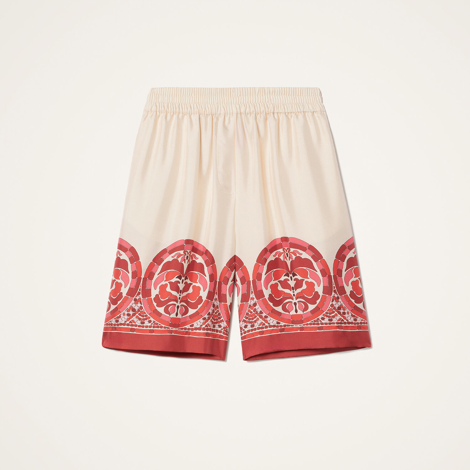 La Doublej La Double J Palazzo Printed Silk-twill Shorts In Red