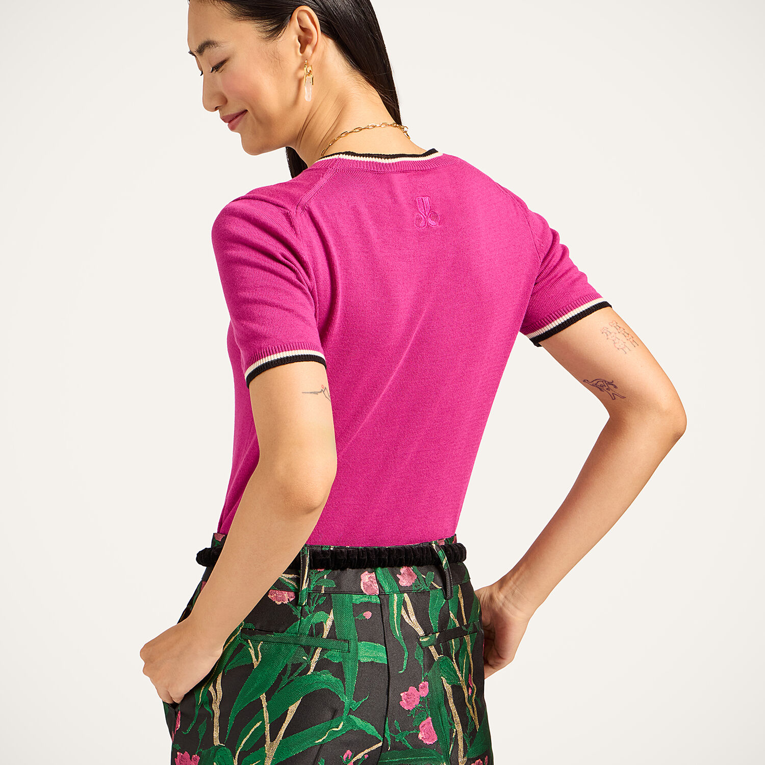  La Doublej Knitwear Women - Busy-bee Tee Solid Pink L 85% Cotton 15% Cashmere 