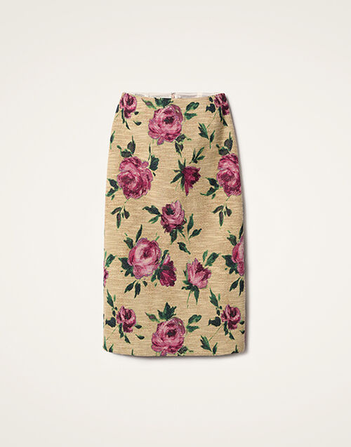 La DoubleJ Pencil Skirt La DoubleJ Pencil Skirt Roses Light Beige SKI0011COT069ROS06BR01