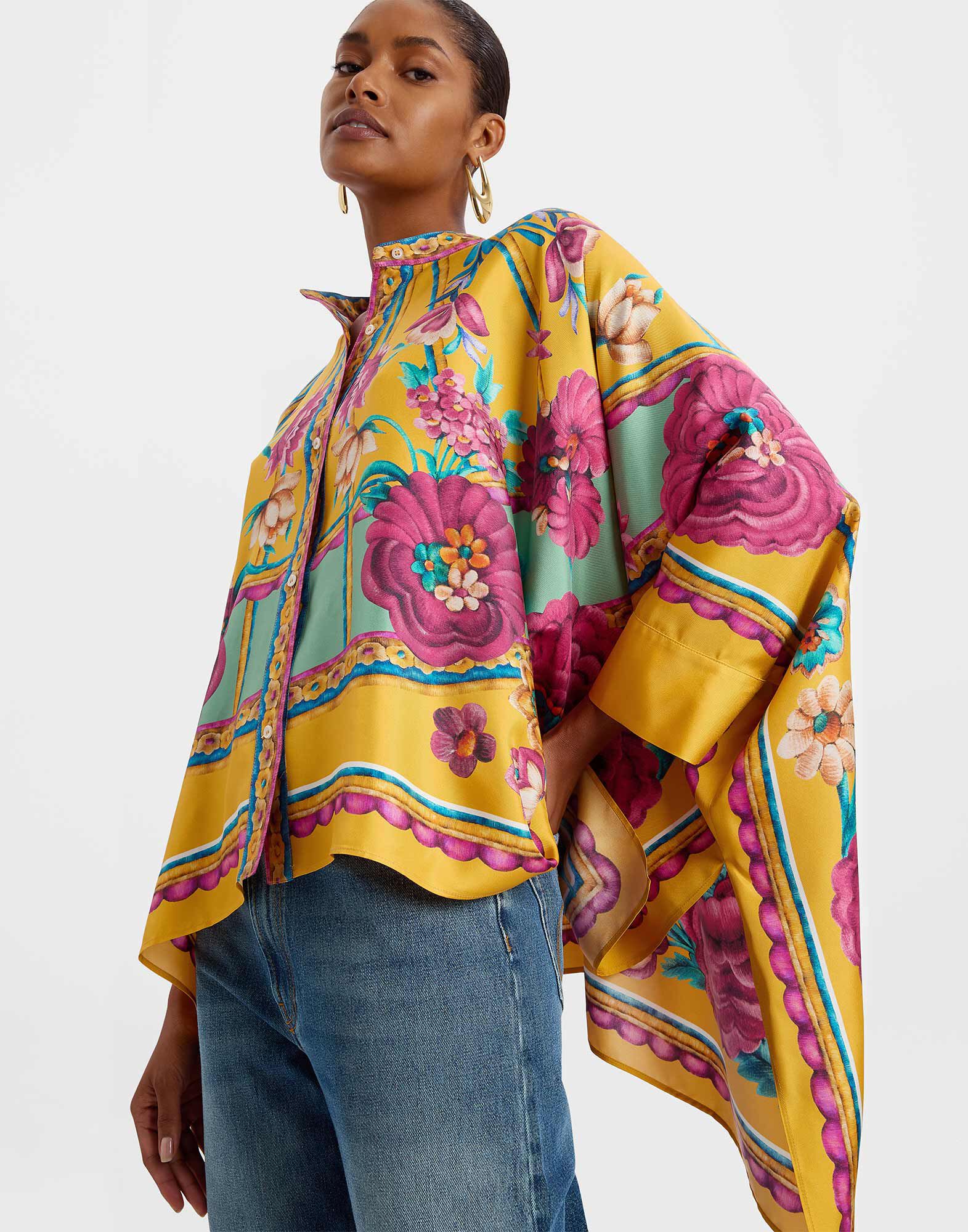 La DoubleJ Foulard Shirt Zodiac Plac&eacute;e Marigold SHI0059SIL006ZOD01OR05