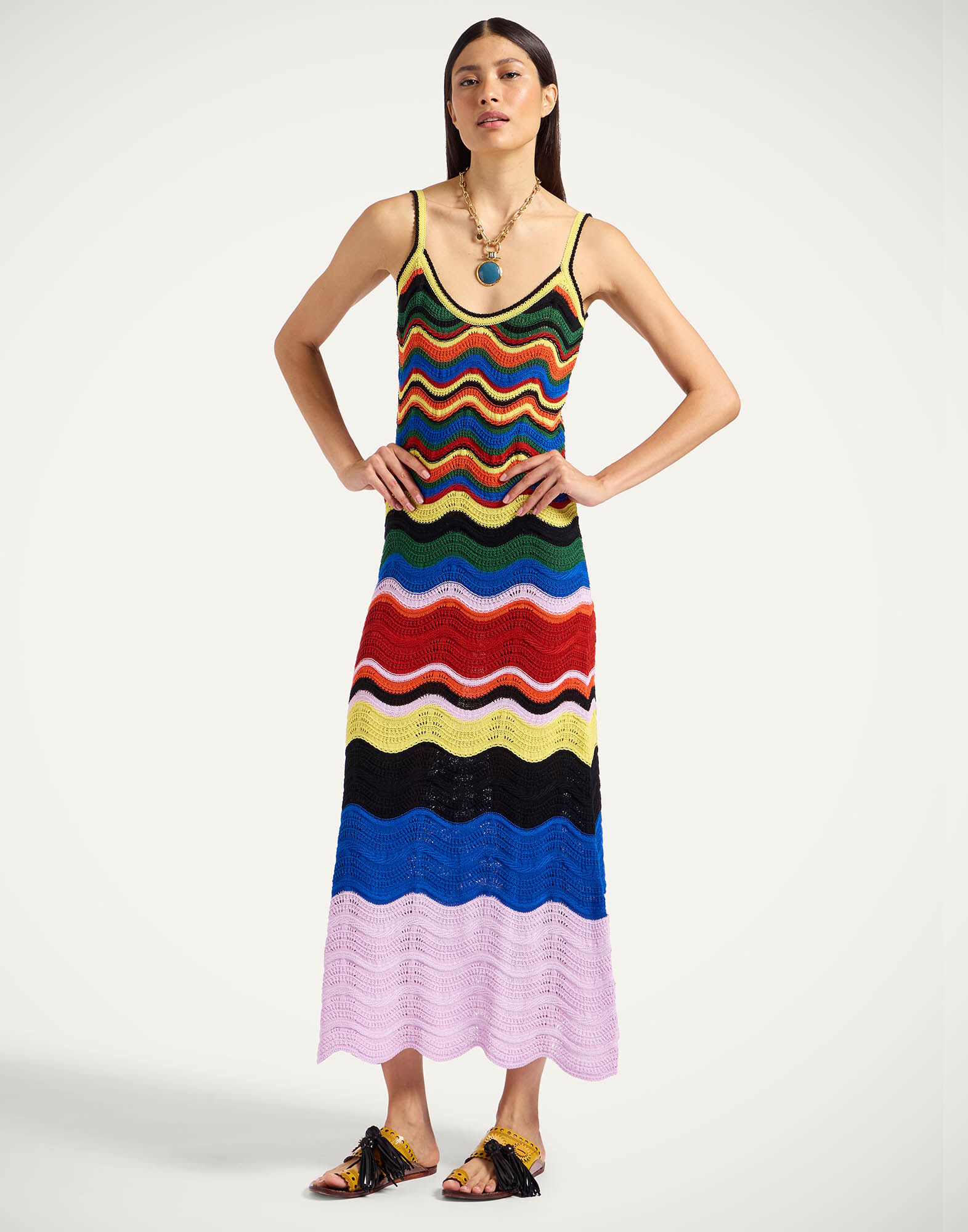 La DoubleJ Chevron Sundress Multicolor Lilac & Blue DRE0916KNI158VA368PU02