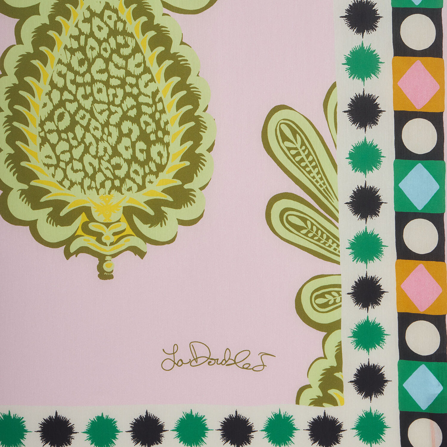 La Doublej Square Scarf In Big Pineapple Pink