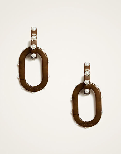 La DoubleJ Nefertiti Double Earrings Solid Tortoiseshell EAR0041POL007SOLIDBR14