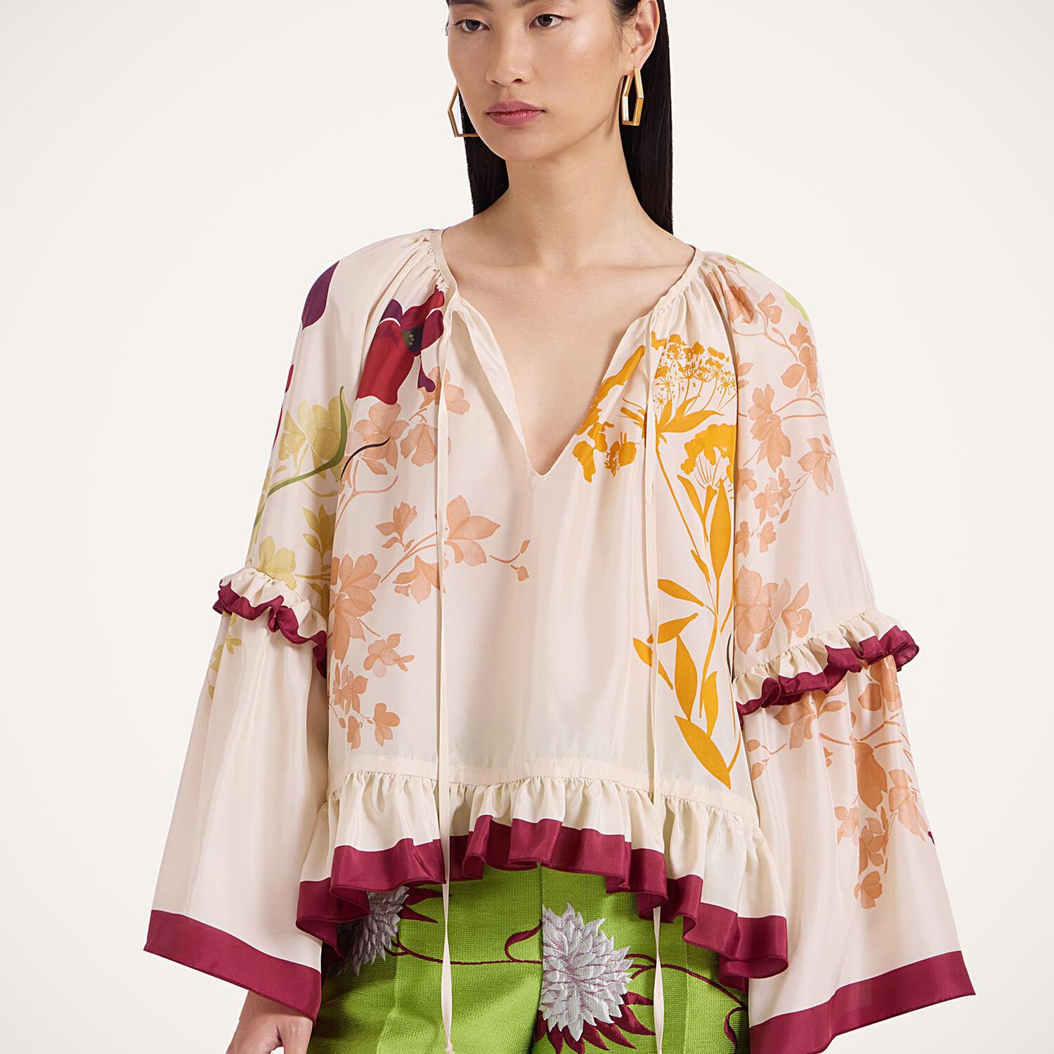 La Doublej Ruffled Blouse In Corsage Placée Ivory